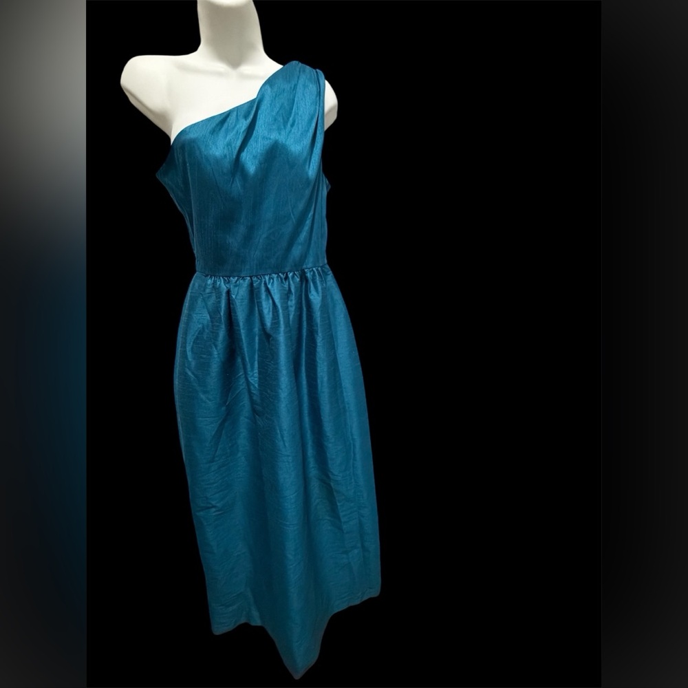 ALFRED SUNG Teal One-Shoulder maxi Dress size 4